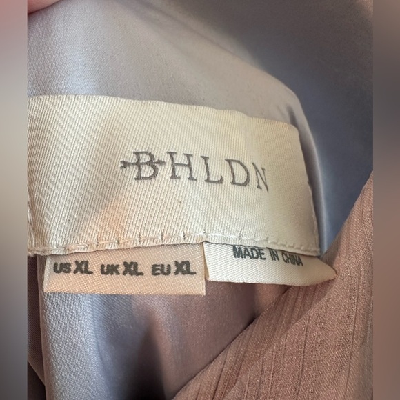 NWT BHLDN Anthro XL Kia Sleeveless Maxi Bridesmaid Dress Fog Chiffon VNeck Ruche - Picture 5 of 15